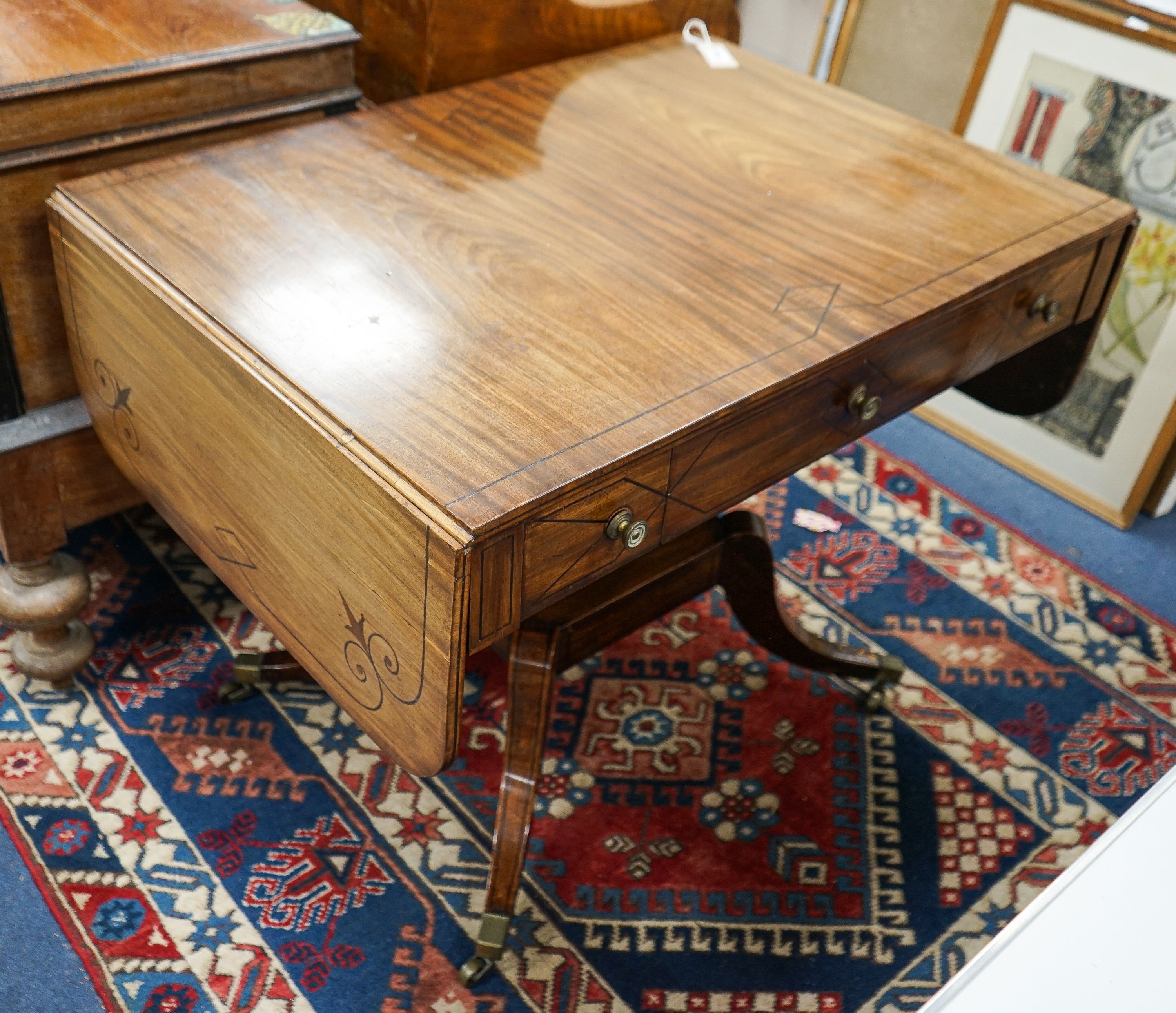 A Regency mahogany sofa table, width 92cm, depth 66cm, height 73cm